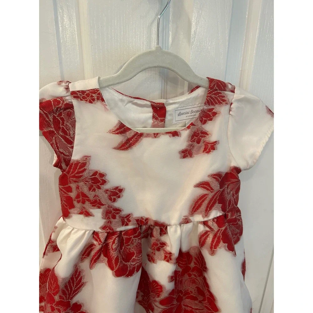 Gymboree Dress Red White Floral Jacquard Metallic Special Occasion Holiday 4T